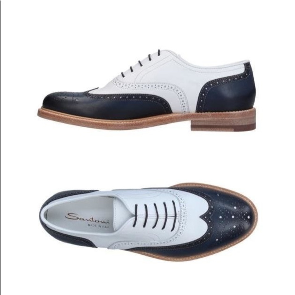 Santoni lace leather shoes size36